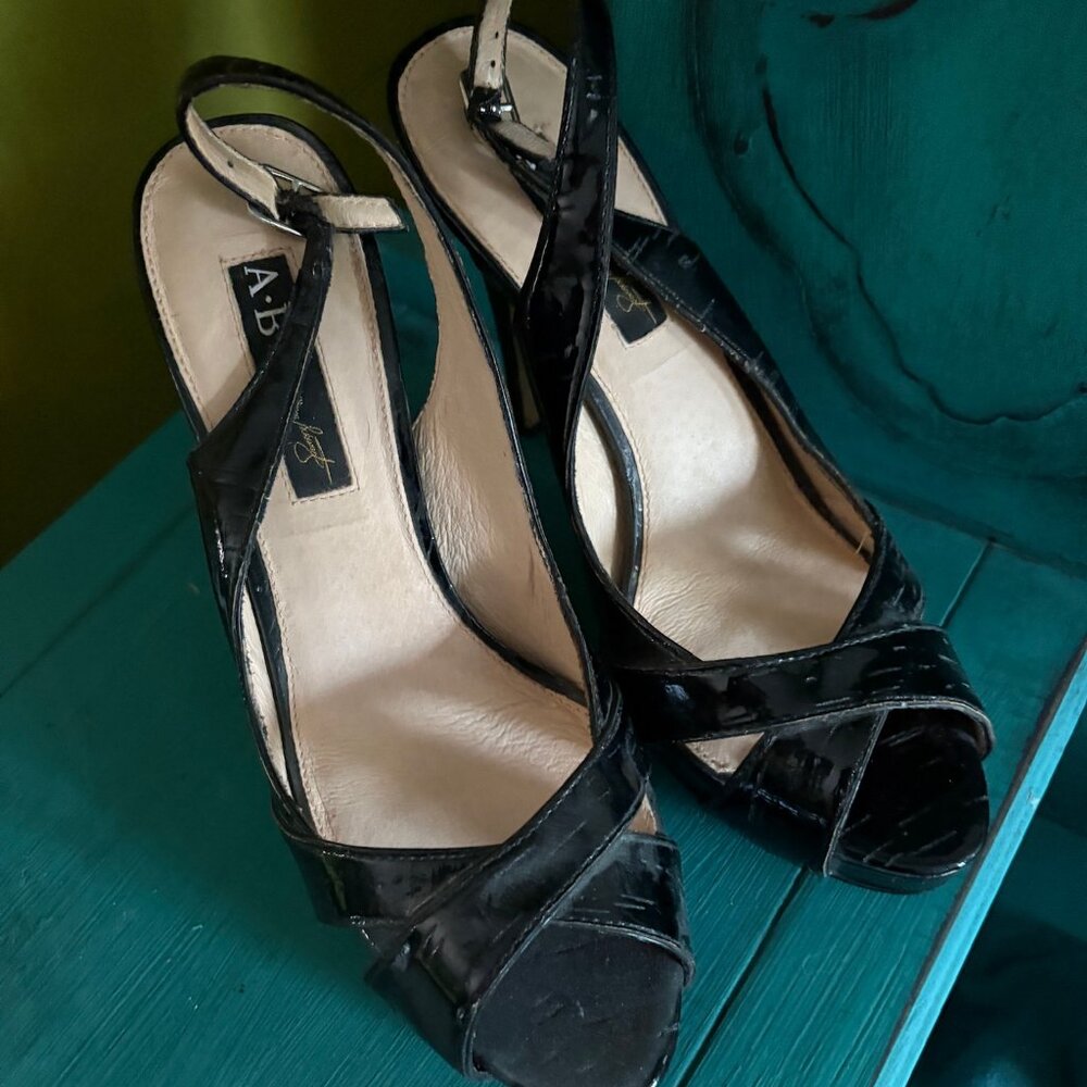 ABS Allen Schwartz Collection Black Slingbacks Peep toe Y2K 9.5
